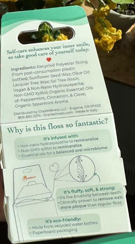 image:imageOraWellness Fantastic Floss Waxed Dental Floss with Hydroxyapatite for Tooth amp Gum Repair Shred Resistant Gentle amp Expanding Alternative to Floss Picks Pack of 1131 Foot Pack of 1