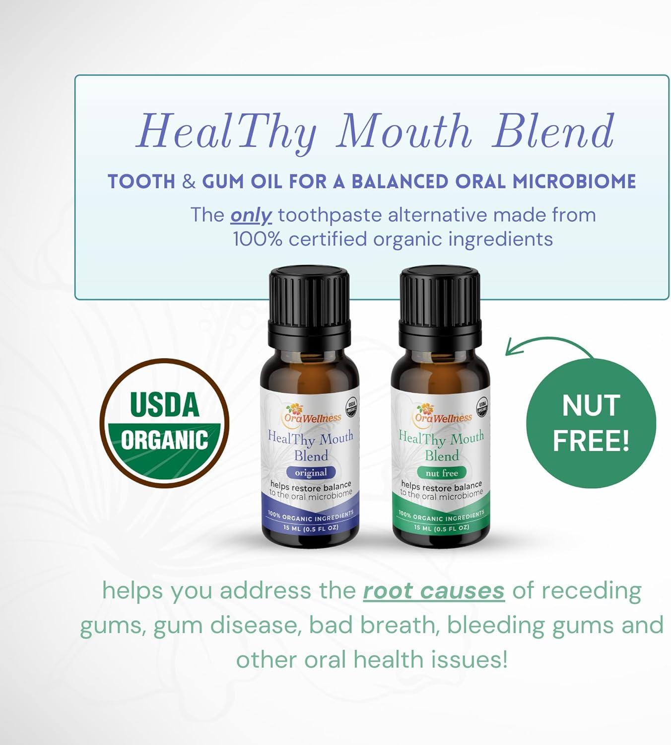 image:imageOraWellness Nut Free Healthy Mouth Blend Organic Toothpaste amp Mouthwash Alternative Tooth Oil Natural Mouth Rinse for Healthy Teeth amp Gums for Women Men and Kids Pack of 105 Fl Oz Pack of 1