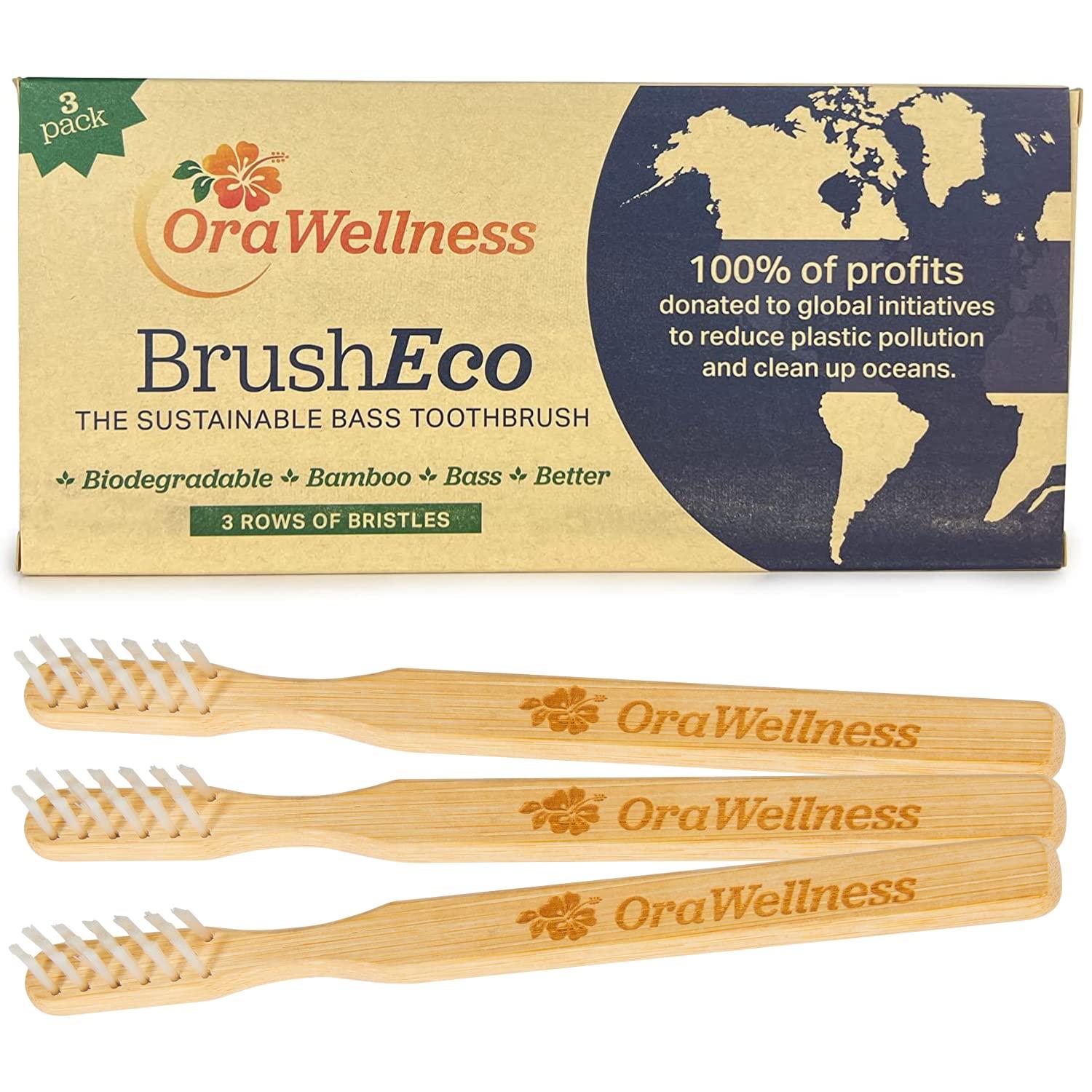 image:imageOraWellness Original Healthy Mouth Blend Organic Toothpaste amp Mouthwash Alternative 3 Pack BrushEco Bamboo Toothbrush with Three Rows 3 Pack Reduce Gum Disease Promote Healthy Teeth and Gums