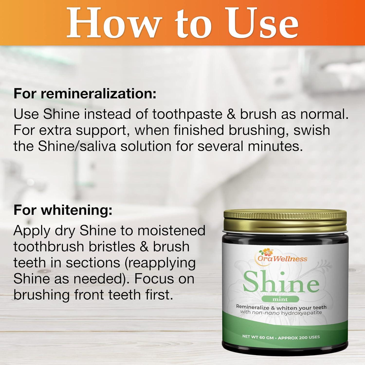 image:imageOraWellness Shine Remineralizing Natural Teeth Whitening Powder in Mint Nut Free Healthy Mouth Blend Organic Toothpaste amp Mouthwash Alternative Tooth Oil