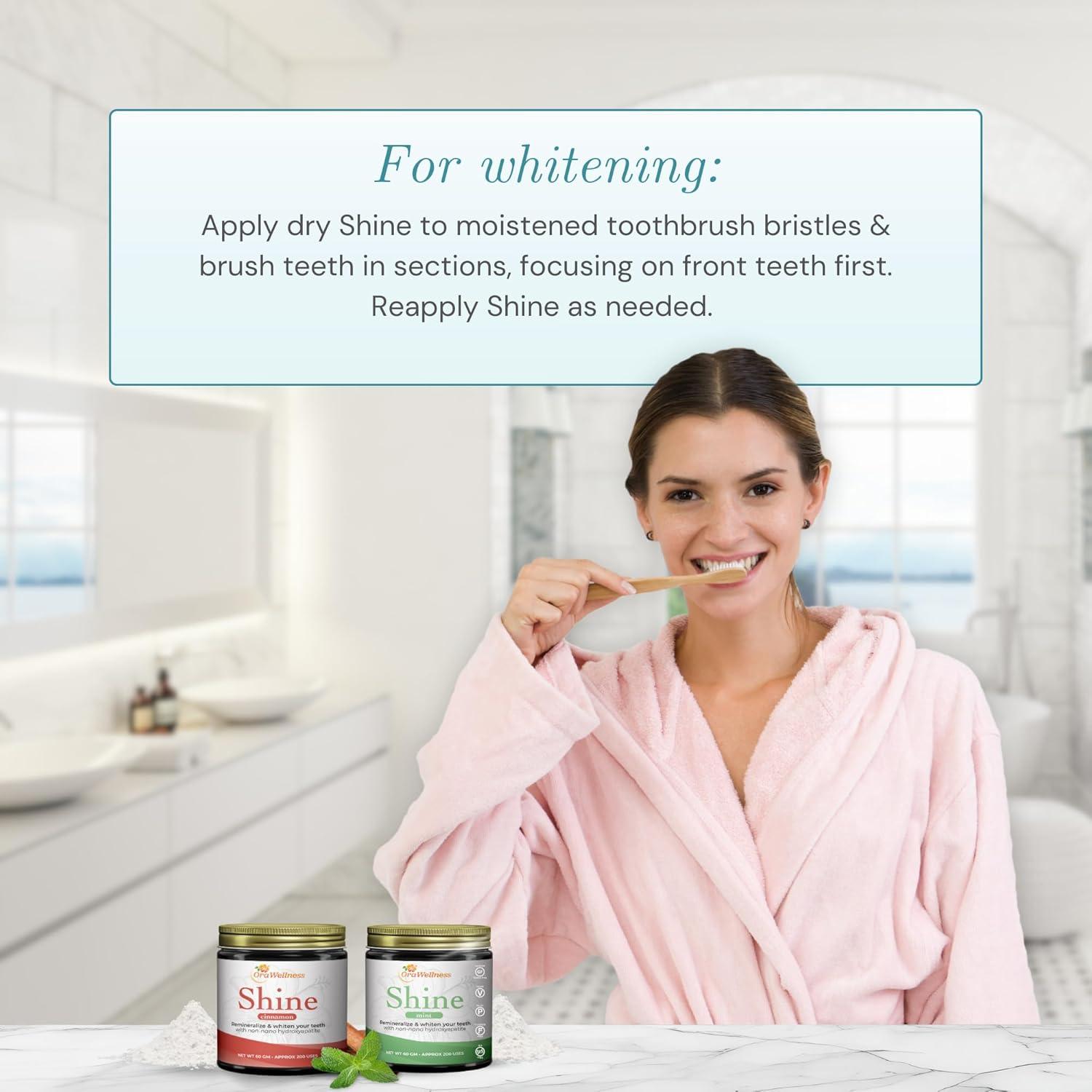 image:imageOraWellness Shine Remineralizing Tooth Powder with Hydroxyapatite Made in The USA Fluoride Free Tooth Repair Natural Teeth Whitening Powder Teeth Polish amp Stain Remover MintMint