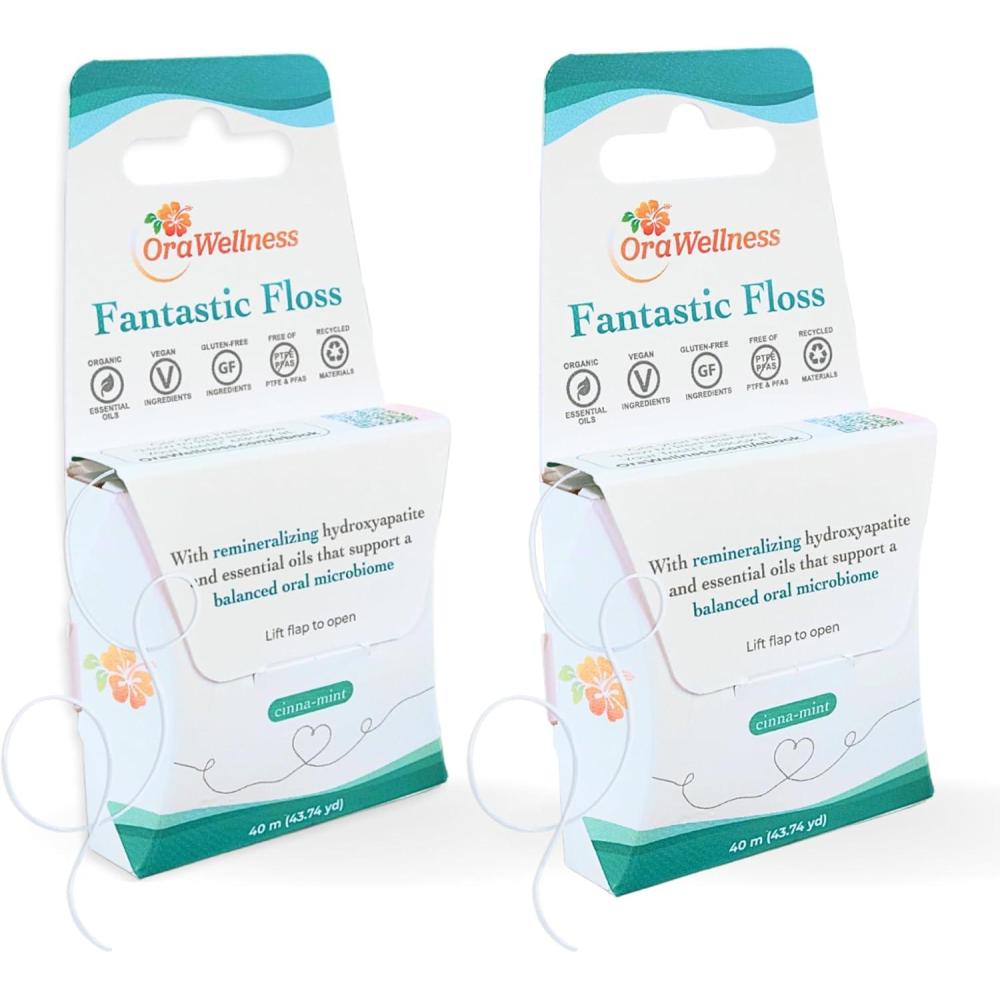 image:imageOraWellness Fantastic Floss Waxed Dental Floss with Hydroxyapatite for Tooth amp Gum Repair Shred Resistant Gentle amp Expanding Alternative to Floss Picks Pack of 1131 Foot Pack of 2