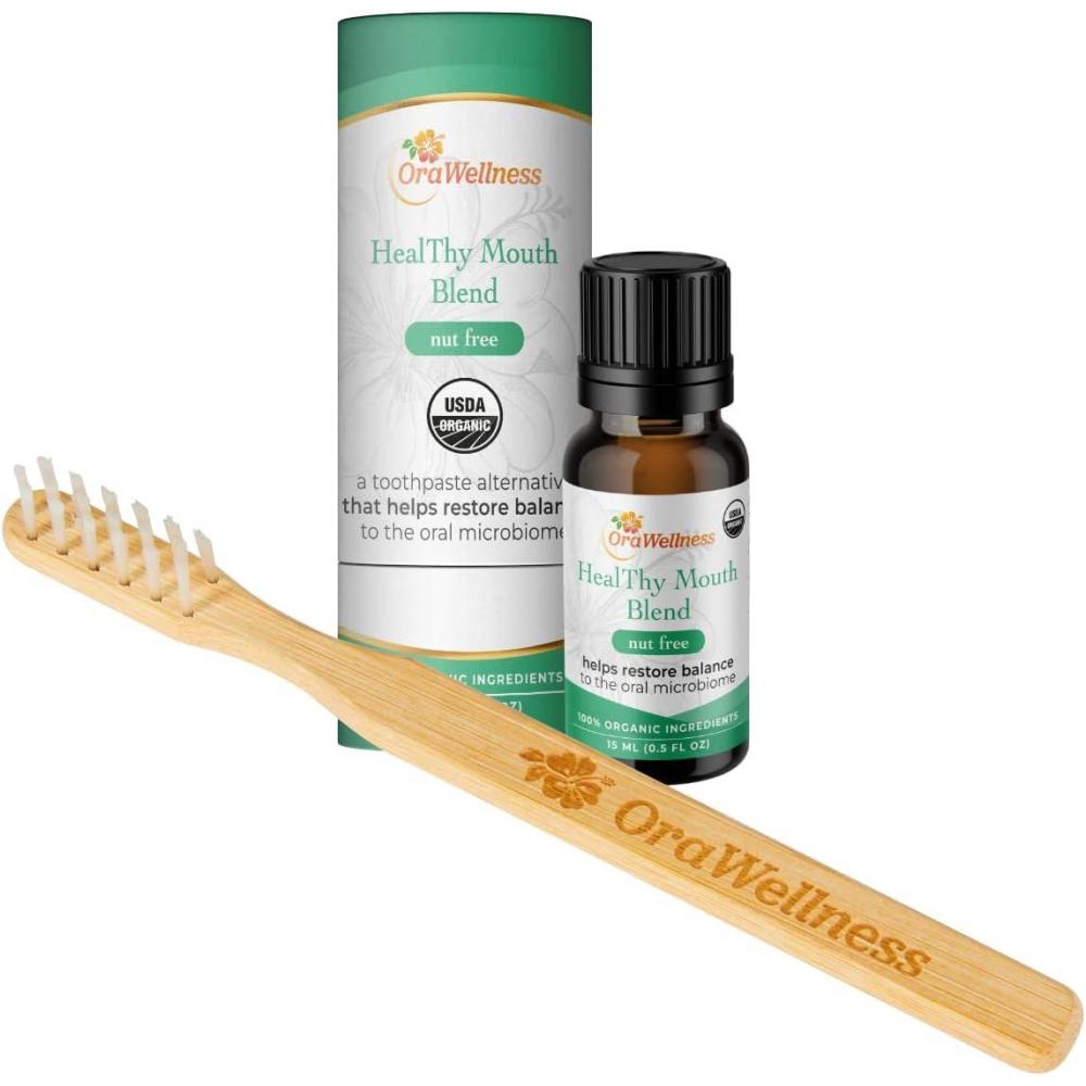 image:imageOraWellness Nut Free Healthy Mouth Blend Organic Toothpaste amp Mouthwash Alternative BrushEco Bamboo Toothbrush with 3 Rows to Reduce Gum Disease Promote Healthy Teeth and Gums