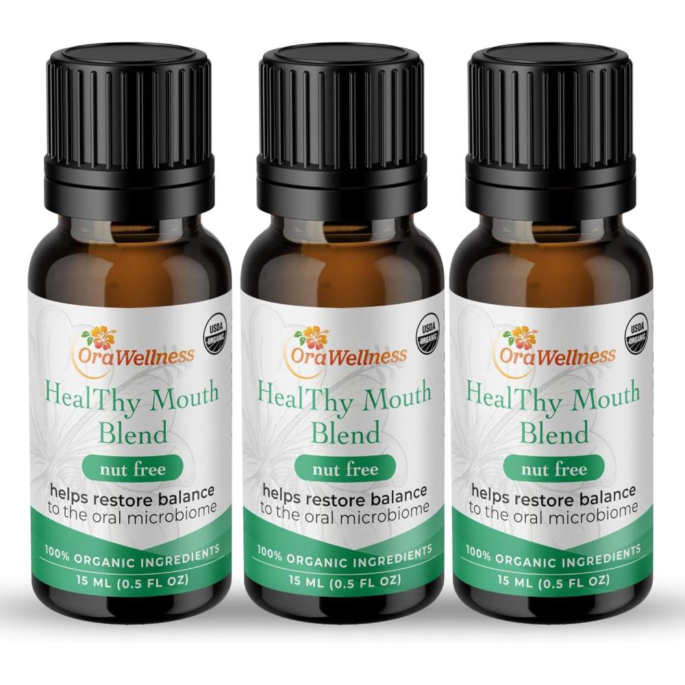 image:imageOraWellness Nut Free Healthy Mouth Blend Organic Toothpaste amp Mouthwash Alternative Tooth Oil Natural Mouth Rinse for Healthy Teeth amp Gums for Women Men and Kids Pack of 105 Fl Oz Pack of 3