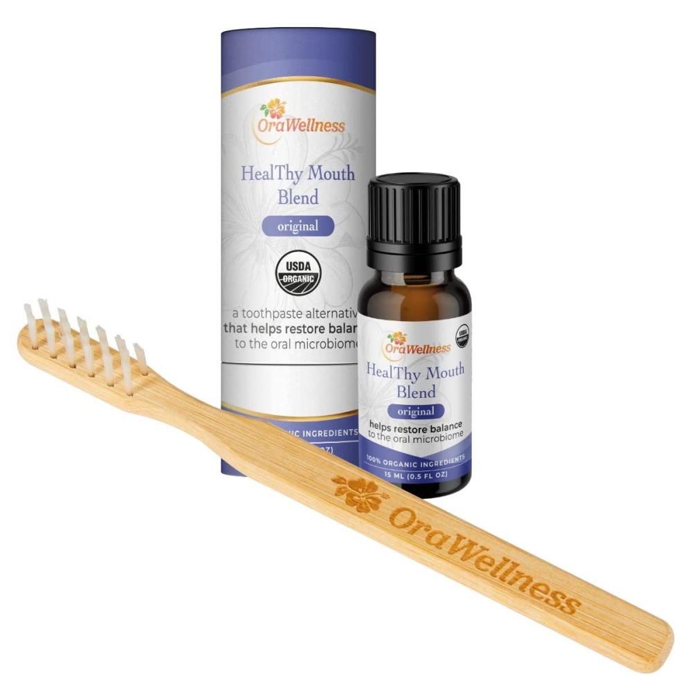 image:imageOraWellness Original Healthy Mouth Blend Organic Toothpaste amp Mouthwash Alternative BrushEco Bamboo Toothbrush with 3 Rows to Reduce Gum Disease Promote Healthy Teeth and Gums