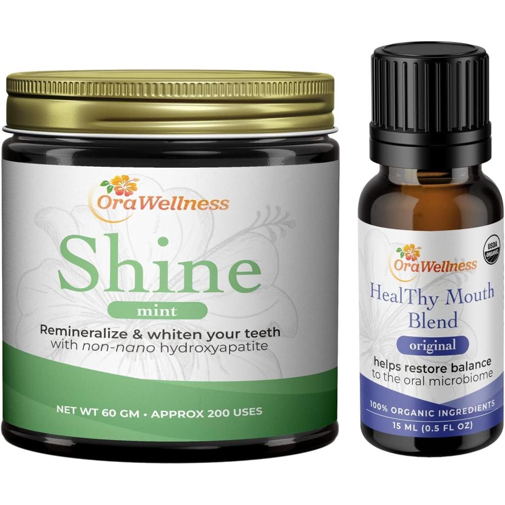 image:imageOraWellness Shine Remineralizing Natural Teeth Whitening Powder in Mint Healthy Mouth Blend Organic Toothpaste amp Mouthwash Alternative Tooth Oil