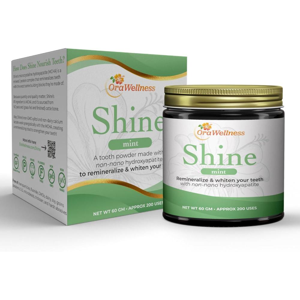 image:imageOraWellness Shine Remineralizing Tooth Powder with Hydroxyapatite Made in The USA Fluoride Free Tooth Repair Natural Teeth Whitening Powder Teeth Polish amp Stain Remover MintMint