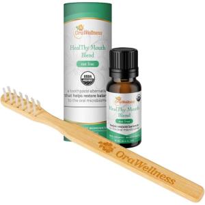 OraWellness Nut Free Healthy Mouth Blend Organic Toothpaste & Mouthwash Alternative + BrushEco Bamboo Toothbrush with 3 Rows to Reduce Gum Disease, Promote Healthy Teeth and Gums
