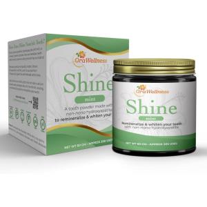 OraWellness Shine Remineralizing Tooth Powder with Hydroxyapatite, Made in The USA, Fluoride Free Tooth Repair, Natural Teeth Whitening Powder, Teeth Polish & Stain Remover, Mint(Mint)