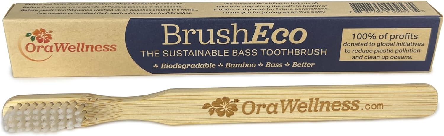 image:imageOraWellness Bamboo Toothbrush Sustainable BrushEco with 3 Rows Biodegradable Wooden Toothbrush for Healthy Mouth Gums amp Teeth Reducing Gum Disease BPA Free amp Made in USA 3 Pack1 Count Pack of 1
