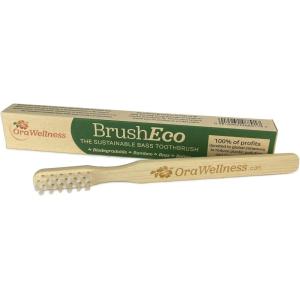 OraWellness Bamboo Toothbrush, Sustainable BrushEco with 3 Rows, Biodegradable Wooden Toothbrush for Healthy Mouth, Gums & Teeth, Reducing Gum Disease, BPA Free & Made in USA, 3 Pack(1 Count (Pack of 1))